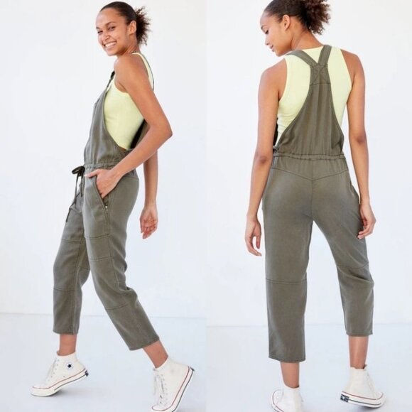 Aritzia Wilfred Free Green Lyocell Valletta Overalls Size XXS Jumpsuit Playsuit - Picture 2 of 12